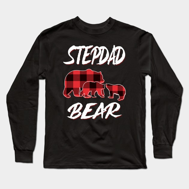 Stepdad Bear Red Plaid Christmas Pajama Matching Family Gift Long Sleeve T-Shirt by intelus